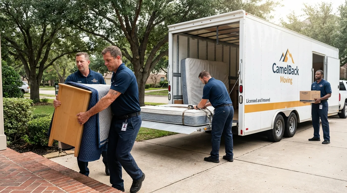 Crew loading residential truck for cross-state move from Dracut, MA